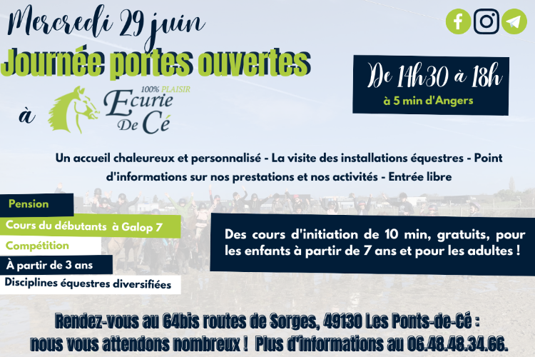 Image de Journée portes ouvertes à l'Écurie de Cé le Mercredi 29 juin 2022 !